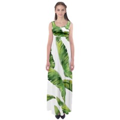 Sheets Tropical Plant Palm Summer Exotic Empire Waist Maxi Dress