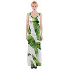 Sheets Tropical Plant Palm Summer Exotic Thigh Split Maxi Dress