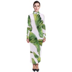 Sheets Tropical Plant Palm Summer Exotic Turtleneck Maxi Dress