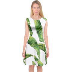 Sheets Tropical Plant Palm Summer Exotic Capsleeve Midi Dress