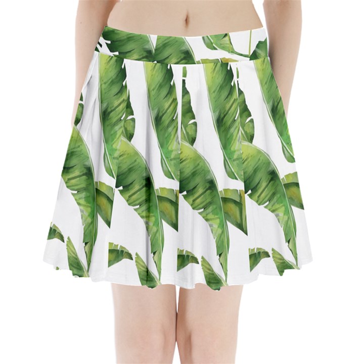 Sheets Tropical Plant Palm Summer Exotic Pleated Mini Skirt