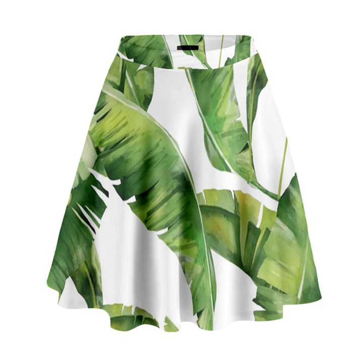 Sheets Tropical Plant Palm Summer Exotic High Waist Skirt