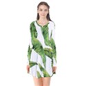 Sheets Tropical Plant Palm Summer Exotic Long Sleeve V-neck Flare Dress View1