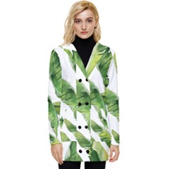 Sheets Tropical Plant Palm Summer Exotic Button Up Hooded Coat 