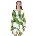 Sheets Tropical Plant Palm Summer Exotic Long Sleeve Chiffon Shift Dress  View1