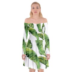 Sheets Tropical Plant Palm Summer Exotic Off Shoulder Skater Dress by artworkshop