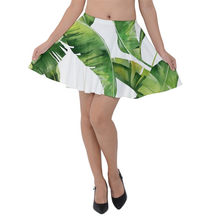 Sheets Tropical Plant Palm Summer Exotic Velvet Skater Skirt