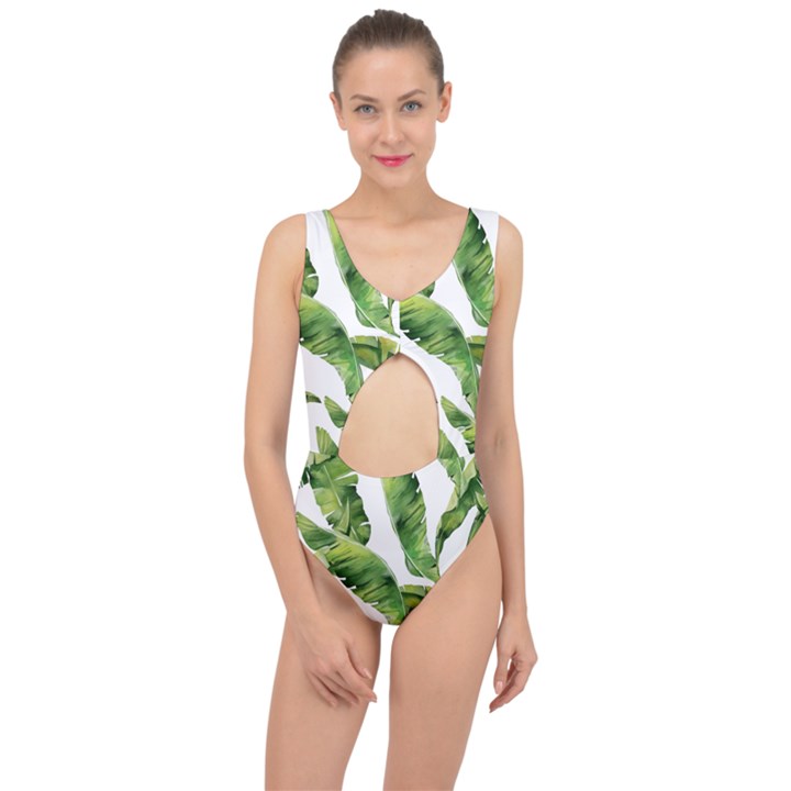 Sheets Tropical Plant Palm Summer Exotic Center Cut Out Swimsuit