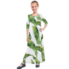 Sheets Tropical Plant Palm Summer Exotic Kids  Quarter Sleeve Maxi Dress by artworkshop