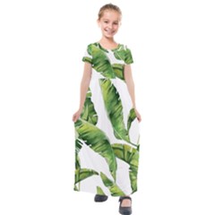 Sheets Tropical Plant Palm Summer Exotic Kids  Short Sleeve Maxi Dress by artworkshop