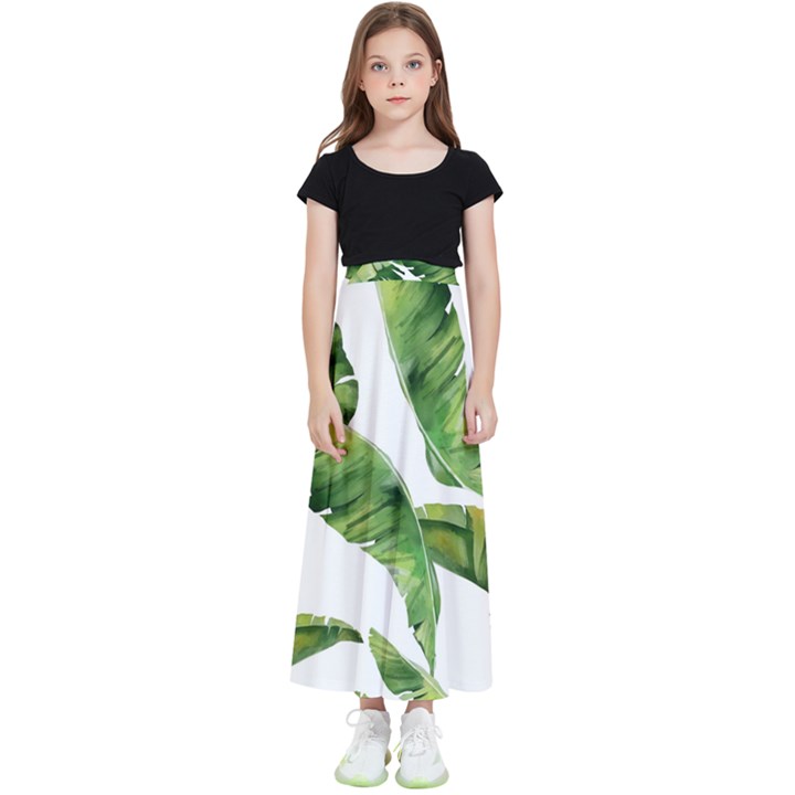 Sheets Tropical Plant Palm Summer Exotic Kids  Flared Maxi Skirt