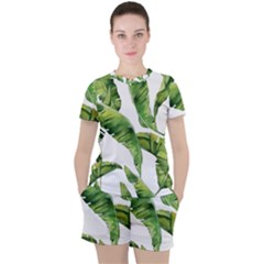 Sheets Tropical Plant Palm Summer Exotic Women s Tee And Shorts Set