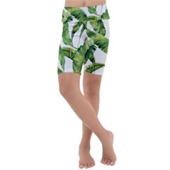 Sheets Tropical Plant Palm Summer Exotic Kids  Lightweight Velour Cropped Yoga Leggings