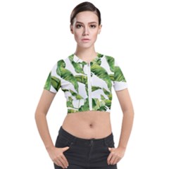 Sheets Tropical Plant Palm Summer Exotic Short Sleeve Cropped Jacket by artworkshop