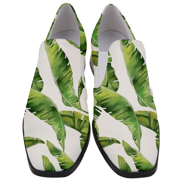 Sheets Tropical Plant Palm Summer Exotic Women Slip On Heel Loafers