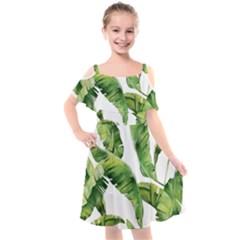 Sheets Tropical Plant Palm Summer Exotic Kids  Cut Out Shoulders Chiffon Dress by artworkshop