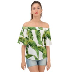 Sheets Tropical Plant Palm Summer Exotic Off Shoulder Short Sleeve Top by artworkshop