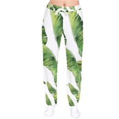 Sheets Tropical Plant Palm Summer Exotic Women Velvet Drawstring Pants by artworkshop