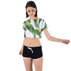 Sheets Tropical Plant Palm Summer Exotic Tie Back Short Sleeve Crop Tee by artworkshop