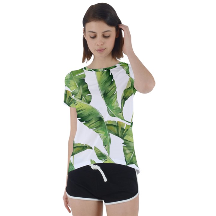 Sheets Tropical Plant Palm Summer Exotic Short Sleeve Foldover Tee