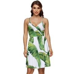 Sheets Tropical Plant Palm Summer Exotic V-neck Pocket Summer Dress  by artworkshop