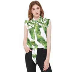 Sheets Tropical Plant Palm Summer Exotic Frill Detail Shirt by artworkshop