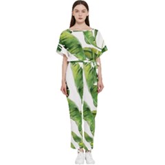 Sheets Tropical Plant Palm Summer Exotic Batwing Lightweight Chiffon Jumpsuit by artworkshop