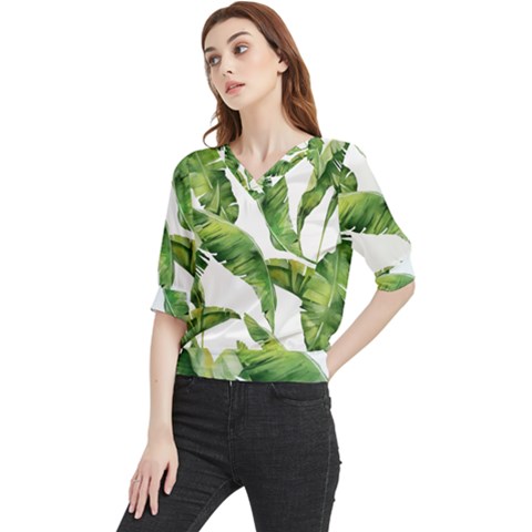 Sheets Tropical Plant Palm Summer Exotic Quarter Sleeve Blouse by artworkshop