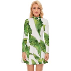 Sheets Tropical Plant Palm Summer Exotic Long Sleeve Velour Longline Dress by artworkshop