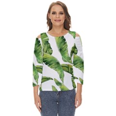 Sheets Tropical Plant Palm Summer Exotic Cut Out Wide Sleeve Top