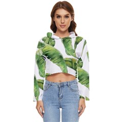 Sheets Tropical Plant Palm Summer Exotic Women s Lightweight Cropped Hoodie