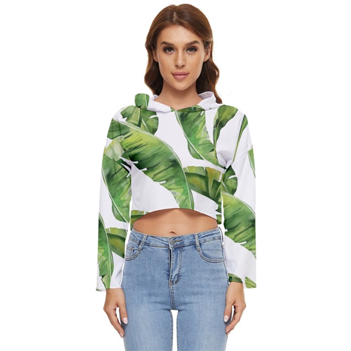 Sheets Tropical Plant Palm Summer Exotic Women s Lightweight Cropped Hoodie