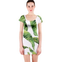 Sheets Tropical Plant Palm Summer Exotic Short Sleeve Bodycon Dress by artworkshop