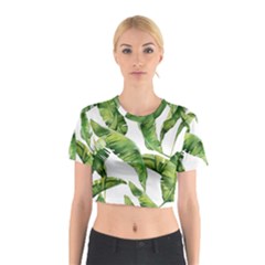 Sheets Tropical Plant Palm Summer Exotic Cotton Crop Top by artworkshop