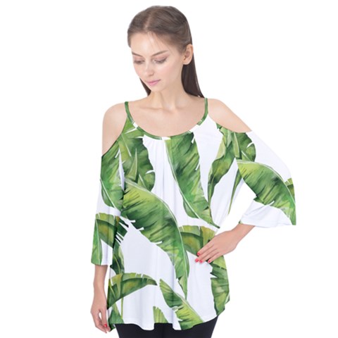 Sheets Tropical Plant Palm Summer Exotic Flutter Sleeve Tee  by artworkshop