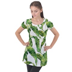 Sheets Tropical Plant Palm Summer Exotic Puff Sleeve Tunic Top by artworkshop