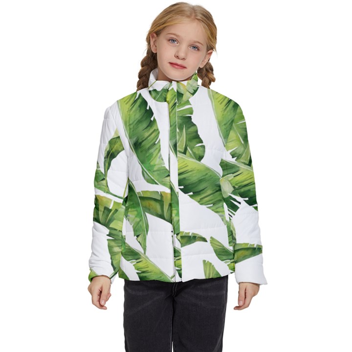 Sheets Tropical Plant Palm Summer Exotic Kids  Puffer Bubble Jacket Coat