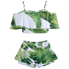 Sheets Tropical Plant Palm Summer Exotic Kids  Off Shoulder Skirt Bikini by artworkshop