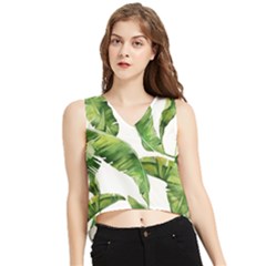 Sheets Tropical Plant Palm Summer Exotic V-neck Cropped Tank Top by artworkshop