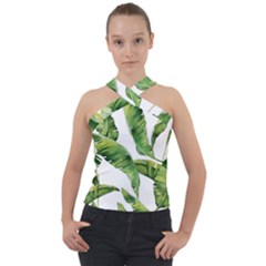 Sheets Tropical Plant Palm Summer Exotic Cross Neck Velour Top by artworkshop