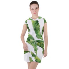 Sheets Tropical Plant Palm Summer Exotic Drawstring Hooded Dress by artworkshop