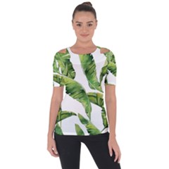 Sheets Tropical Plant Palm Summer Exotic Shoulder Cut Out Short Sleeve Top by artworkshop