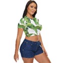 Sheets Tropical Plant Palm Summer Exotic Side Button Cropped Tee View3