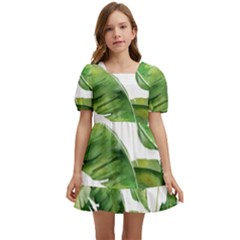 Sheets Tropical Plant Palm Summer Exotic Kids  Short Sleeve Dolly Dress by artworkshop