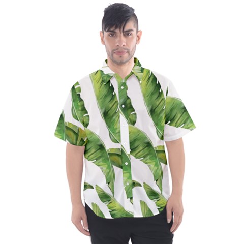 Sheets Tropical Plant Palm Summer Exotic Men s Short Sleeve Shirt by artworkshop