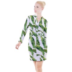 Sheets Tropical Plant Palm Summer Exotic Button Long Sleeve Dress by artworkshop