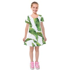 Sheets Tropical Plant Palm Summer Exotic Kids  Short Sleeve Velvet Dress by artworkshop