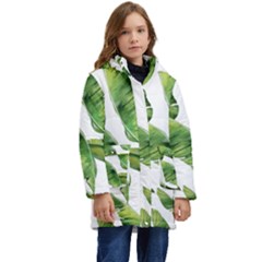 Sheets Tropical Plant Palm Summer Exotic Kid s Hooded Longline Puffer Jacket