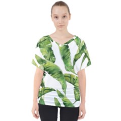 Sheets Tropical Plant Palm Summer Exotic V-neck Dolman Drape Top by artworkshop