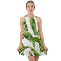 Sheets Tropical Plant Palm Summer Exotic Halter Tie Back Chiffon Dress by artworkshop